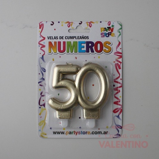 Vela Party Store Doble Dorada - 50 Años