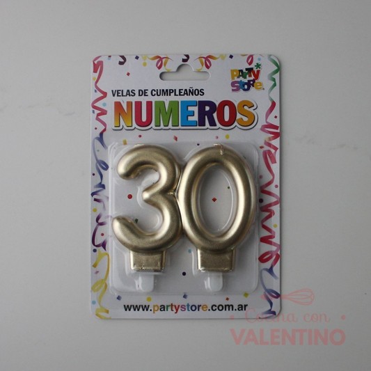 Vela Doble Party Store Dorada - 30 Años
