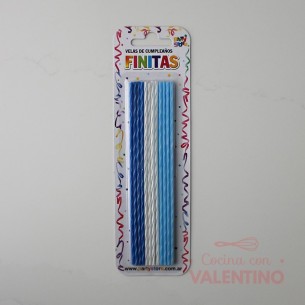Vela Party Store Finita Surtido Blanco y Celeste - 24 Un.