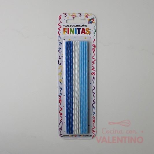 Vela Party Store Finita Surtido Blanco y Celeste - 24 Un.