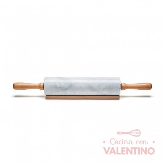 Palo de Amasar Marmol Base de Madera - 25 Cm