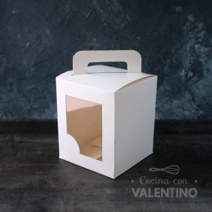 Caja Cartulina Pan Dulce 1/2 Kg Blanco/Kraft Con Visor - 13x13x16