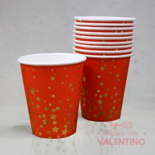 Vaso Polipapel Navidad Rojo - 10 Un