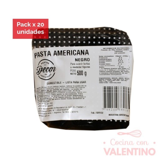 Pasta Americana Negra - 500 Grs - Pack 20 Un