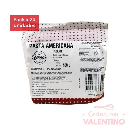 Pasta Americana Roja - 500 Grs - Pack 20 Un