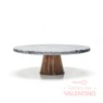 Plato Posa Torta ALTO Giratorio Marmol y Madera - 28x10