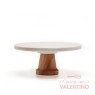 Plato Posa Torta ALTO Marmol y Madera - 24x10