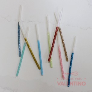 Vela Nacional Glitter - Blanco + Color - 17 cm
