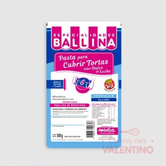 Pasta Cubretorta Ballina Azul - 500 Grs