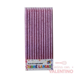 Vela Party Store Gibre Rosa - 12 Un.