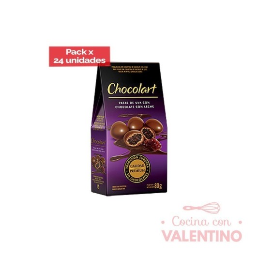 Pasas de Uva con Chocolate Chocolart Leche - 80 Grs - 24 Un