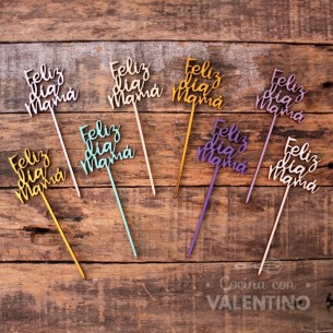 Cake Topper Plaqui Mini Feliz Dia Mama - Pack 8 un