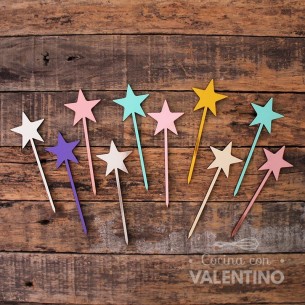 Cake Topper Plaqui Mini Estrella - Pack 8 un