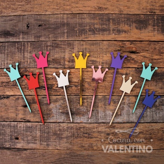 Cake Topper Plaqui Mini Corona  - Pack 8 un