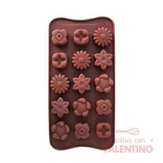 Molde Silicona Bombon Flores Varias x15