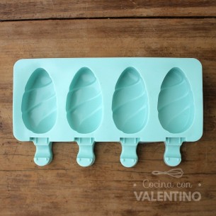 Molde Silicona Helado Mini Paletas Ovaladas con Lineas x4- CM