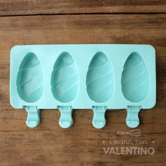 Molde Silicona Helado Mini Paletas Ovaladas con Lineas x4- CM