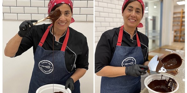 Clase de templado y huevos de Pascua con chocolate genuino