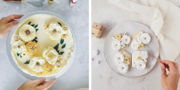 Clase de flores de buttercream y  cookies con flores de glasé