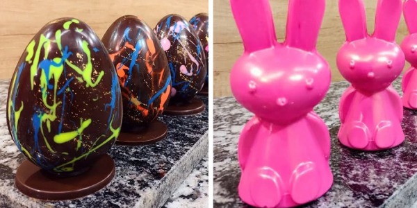 Clase de huevos de pascua y conejitos de chocolate con Chocolart
